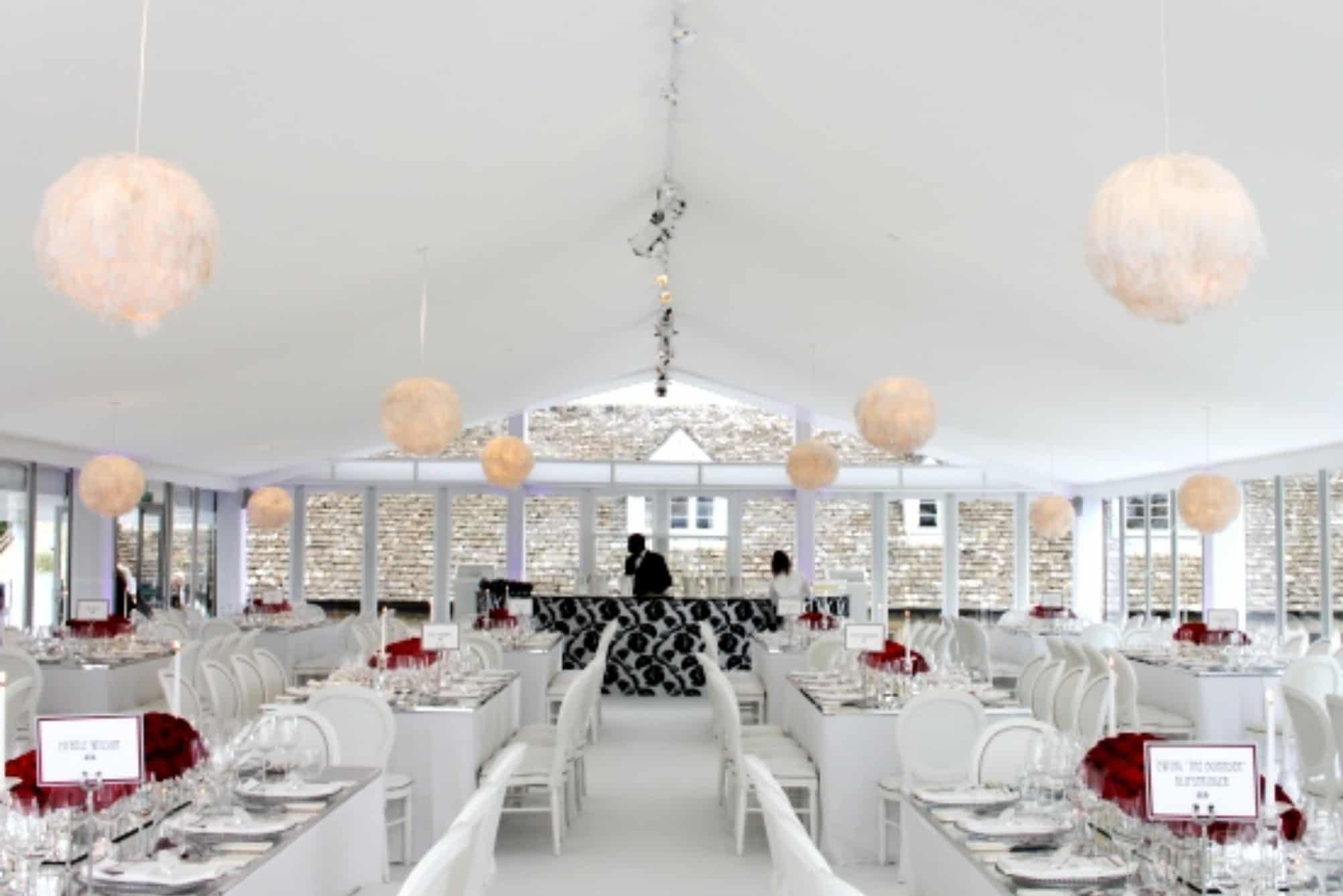 White wedding dining space