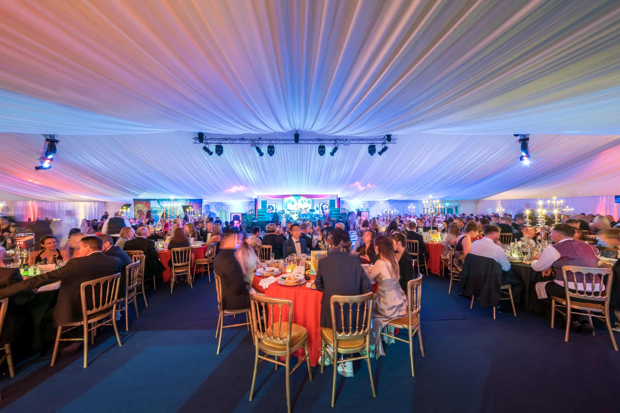 Within the marquee at Clifton College