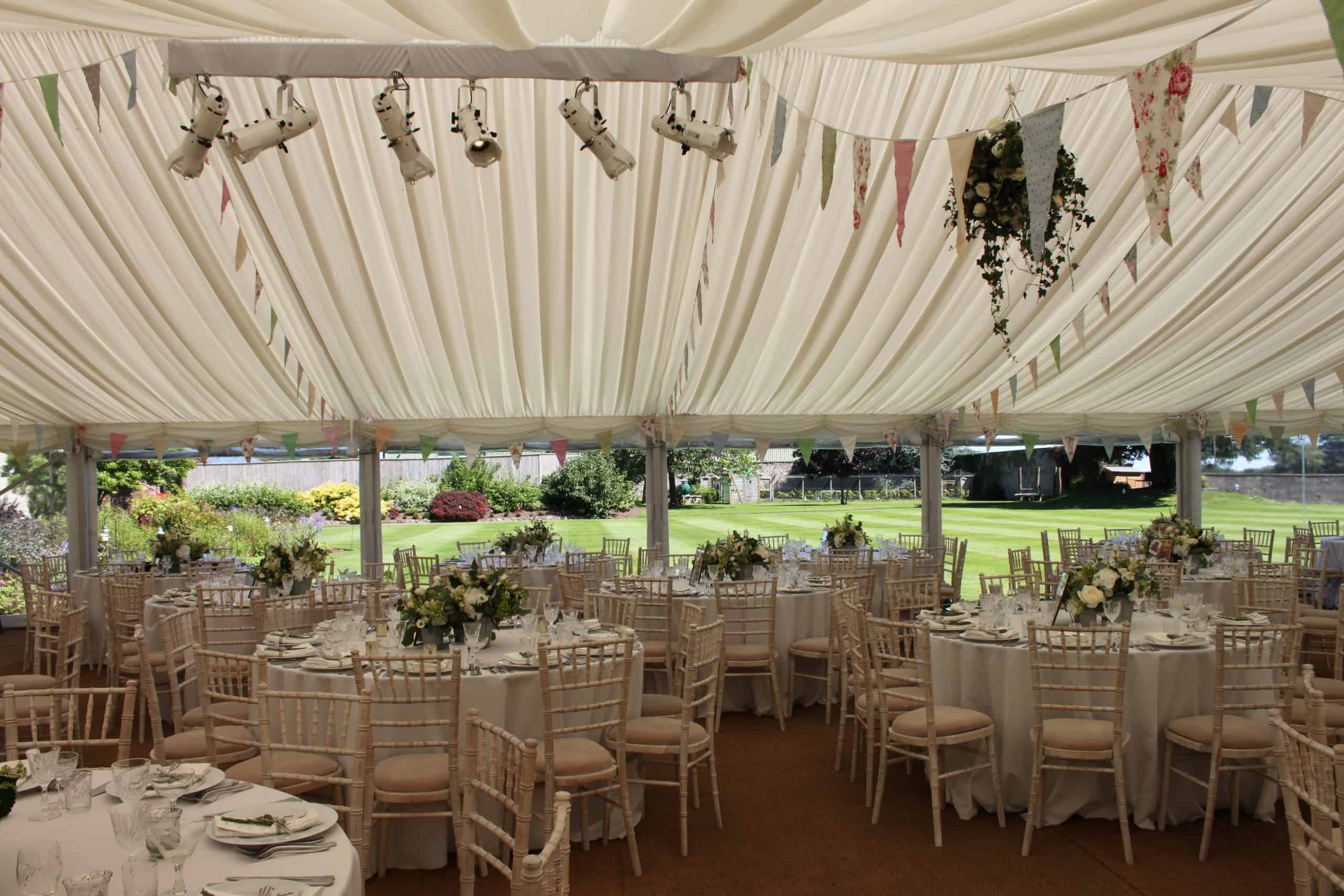 CMC Marquee The Down School Vintage Wedding - marquee set up