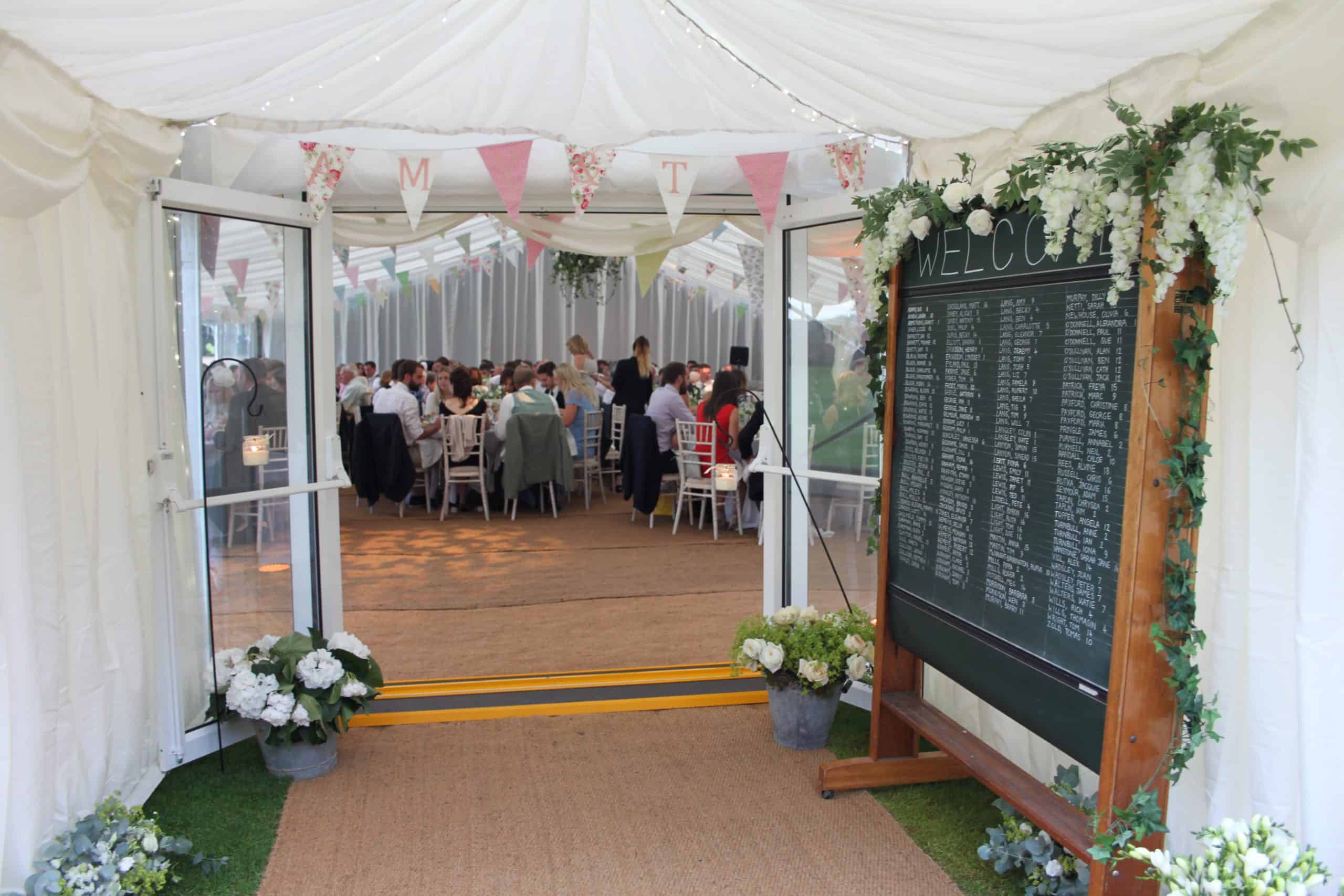 CMC Marquee The Down School Vintage Wedding - seated reception